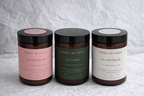 samling av ekologiska doftljus med eterisk olja